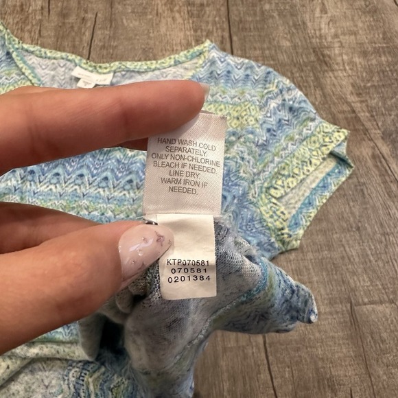 J Jill‎ Love Linen Womens Short Sleeve Tee Geometric Print 100% Linen Sz M Flowy - Picture 7 of 8